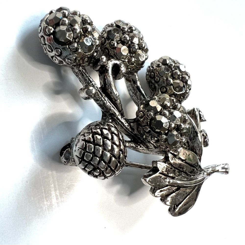 Vintage Tammey Jewels Silver Tone Faux Marcasite Rhinestones Brooch